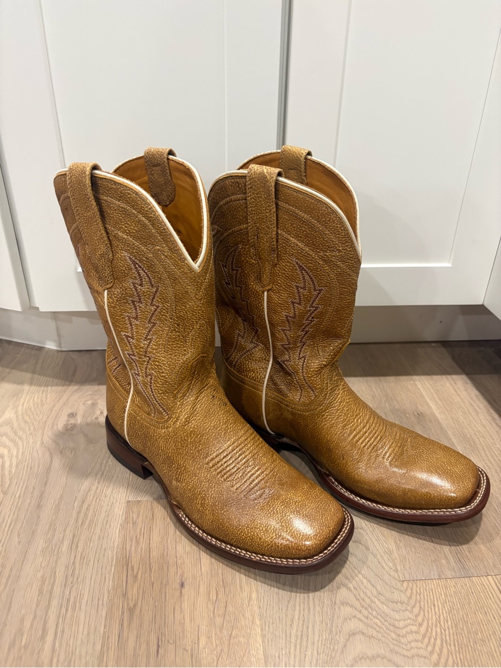 Tecovas The Doc Men's Buckskin Deerskin Western Boots Brown US 10 EE